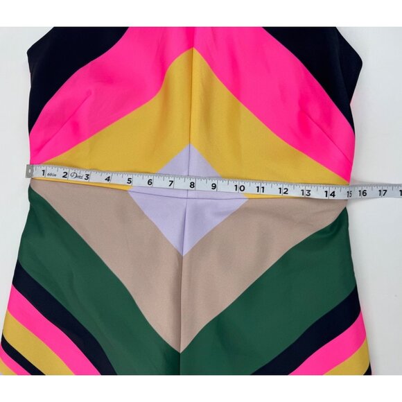 J.Crew Collection Halter Chevron Stripe Dress Size 0 Multicolor Satin - Picture 10 of 11